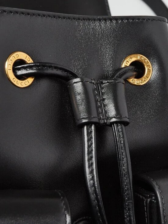 Gucci Black Smooth Leather Bamboo Handle Small Backpack Bag main image 12